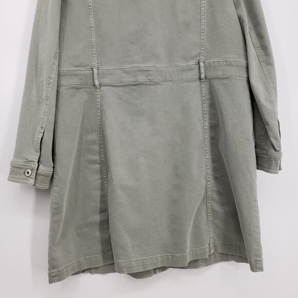 J. Jill Tahoe Denim Long Utility Jacket LP Women's Button Down Cotton Sage Green - Picture 10 of 11